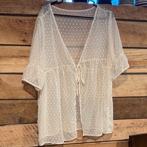 SHEIN Cream Sheer Cape Jacket